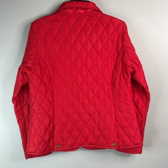 NORTHERN REFLECTIONS Quilted Barn Jacket Red Collar Snap Pockets Equestrian M - Picture 7 of 12